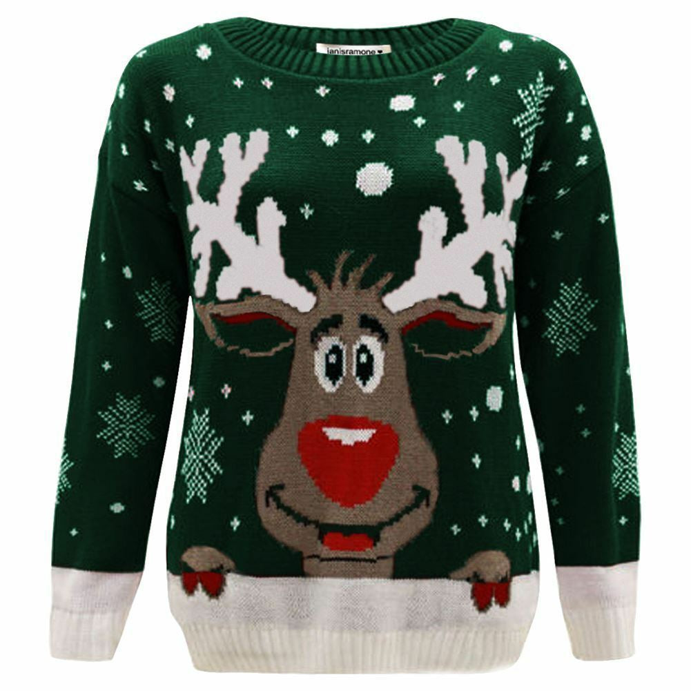 Girls Boys Xmas Jumper Reindeer Rudolph Knitted Christmas Jumper Kids Sweater