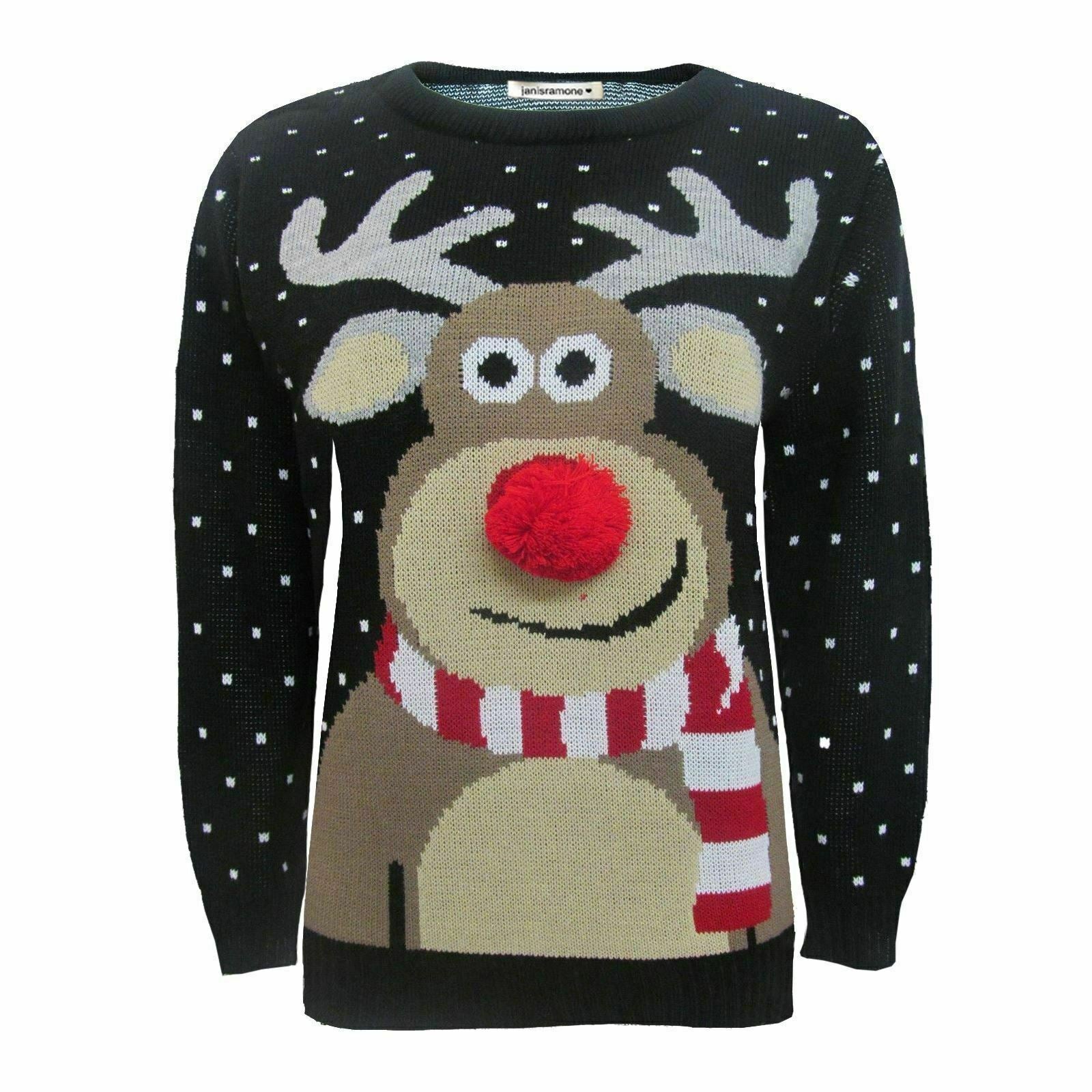 Girls Boys Xmas Jumper Reindeer Rudolph Knitted Christmas Jumper Kids Sweater