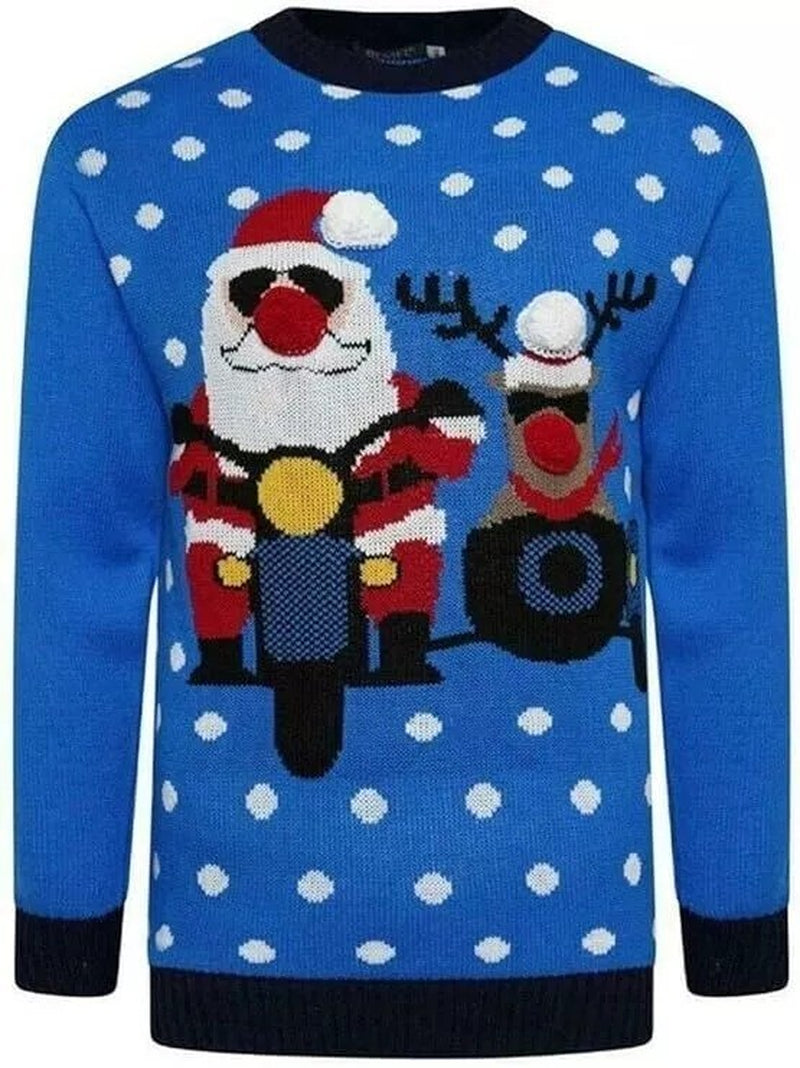 New Ladies Womens Santa Xmas Christmas Novelty Fairisle Retro Jumper Sweater