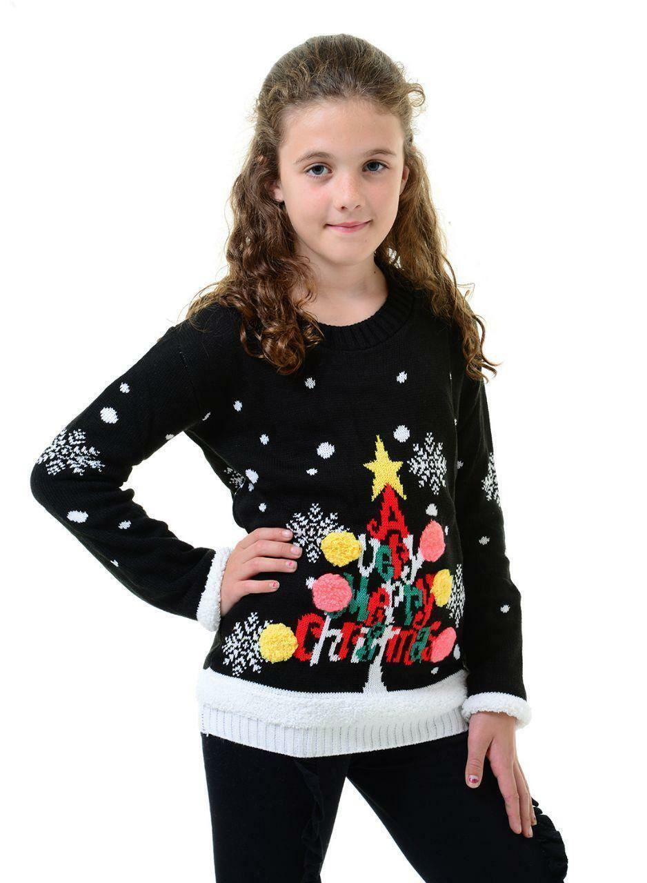 Girls Boys Xmas Jumper Reindeer Rudolph Knitted Christmas Jumper Kids Sweater