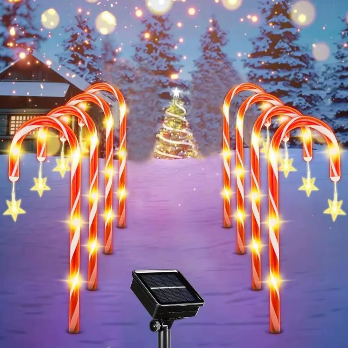 8Pcs/Set Solar Powered Garden Cane Lights, 8-Function Waterproof Decorative Lights, Christmas Candy Garden Lights