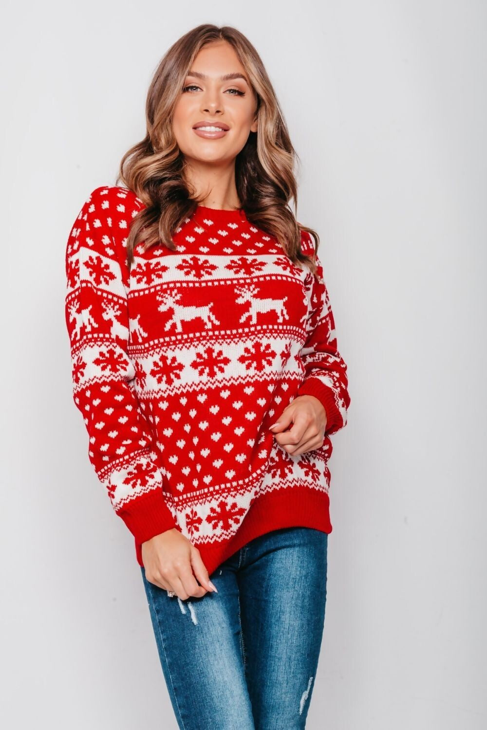 New Ladies Womens Santa Xmas Christmas Novelty Fairisle Retro Jumper Sweater
