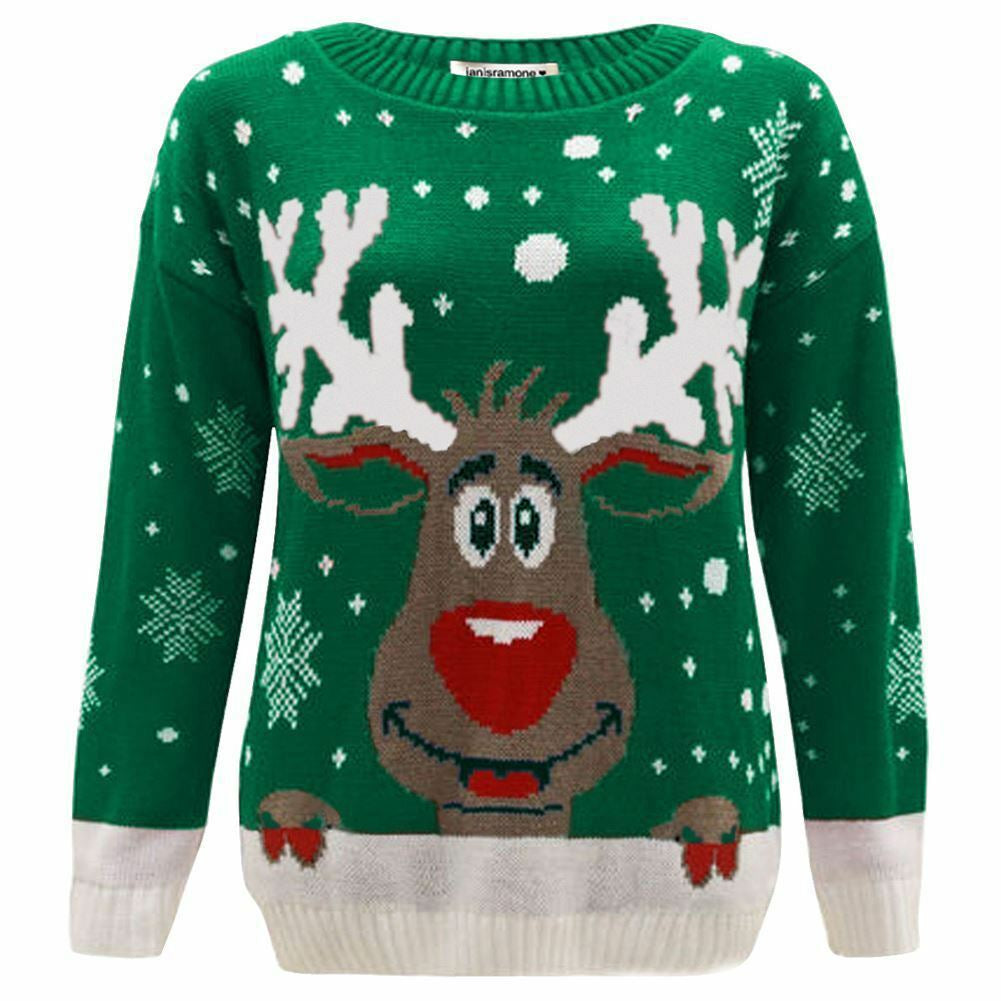 Girls Boys Xmas Jumper Reindeer Rudolph Knitted Christmas Jumper Kids Sweater