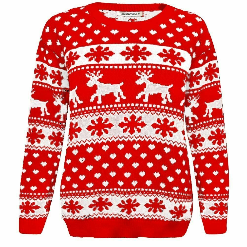Girls Boys Xmas Jumper Reindeer Rudolph Knitted Christmas Jumper Kids Sweater