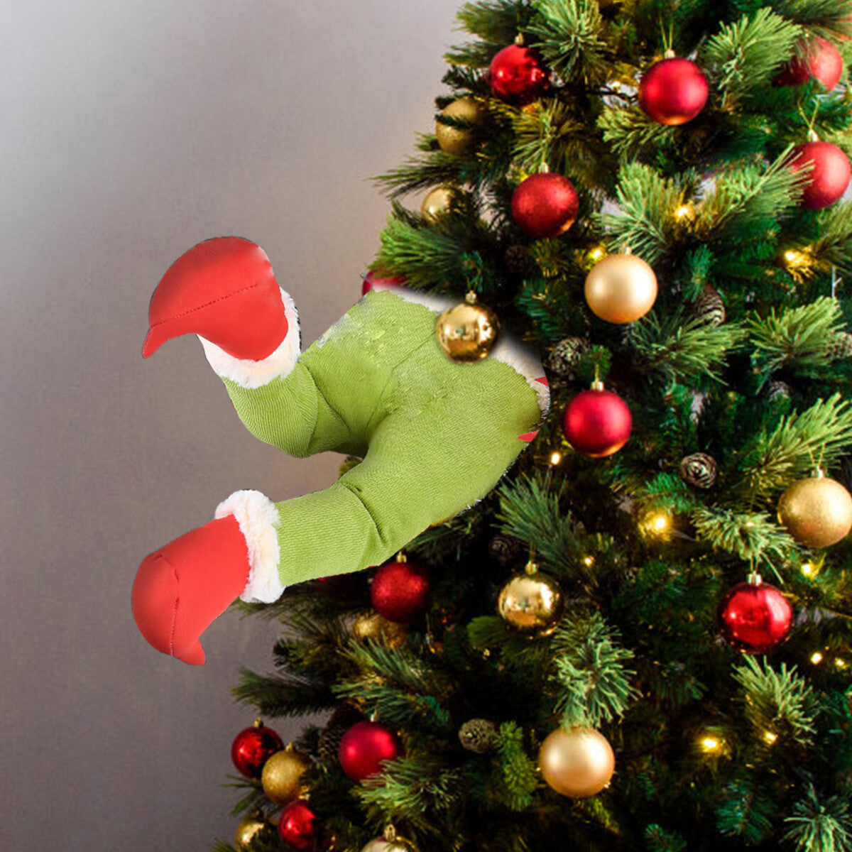 Christmas Grinch Elf Legs Ornament Stuffed Leg Xmas Tree Wreath Home Party Decor