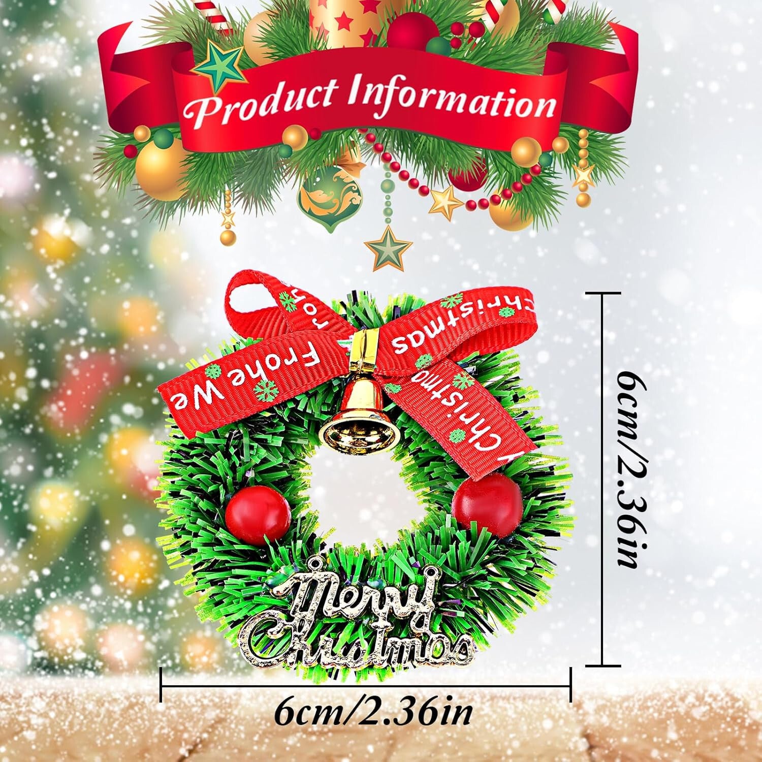 4 Pack Mini Dollhouse Christmas Wreath 1:12 6Cm X 6Cm Decoration - New