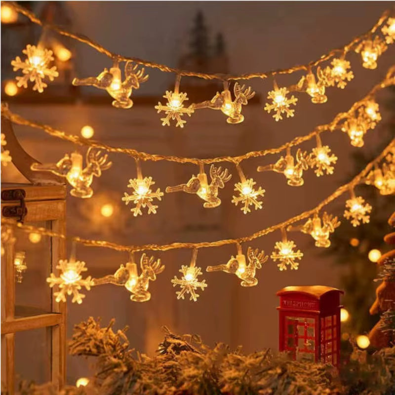 Christmas Lights Indoor Outdoor String Lights Star Snowflake Christmas Tree Chain Light Party Bedroom Living Room Decor