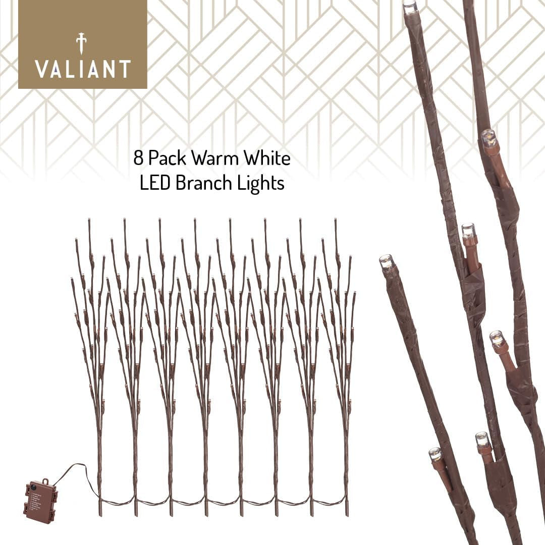 Valiant Christmas Pathway Lights | 8 Pack Warm White LED Sprig Branch Lights Wit