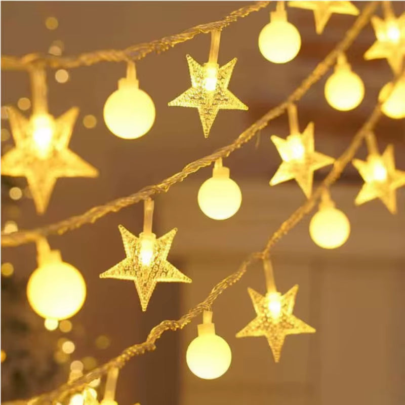 Christmas Lights Indoor Outdoor String Lights Star Snowflake Christmas Tree Chain Light Party Bedroom Living Room Decor