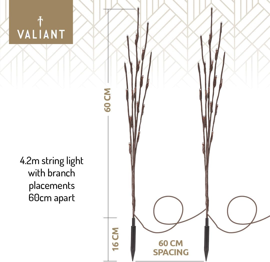 Valiant Christmas Pathway Lights | 8 Pack Warm White LED Sprig Branch Lights Wit