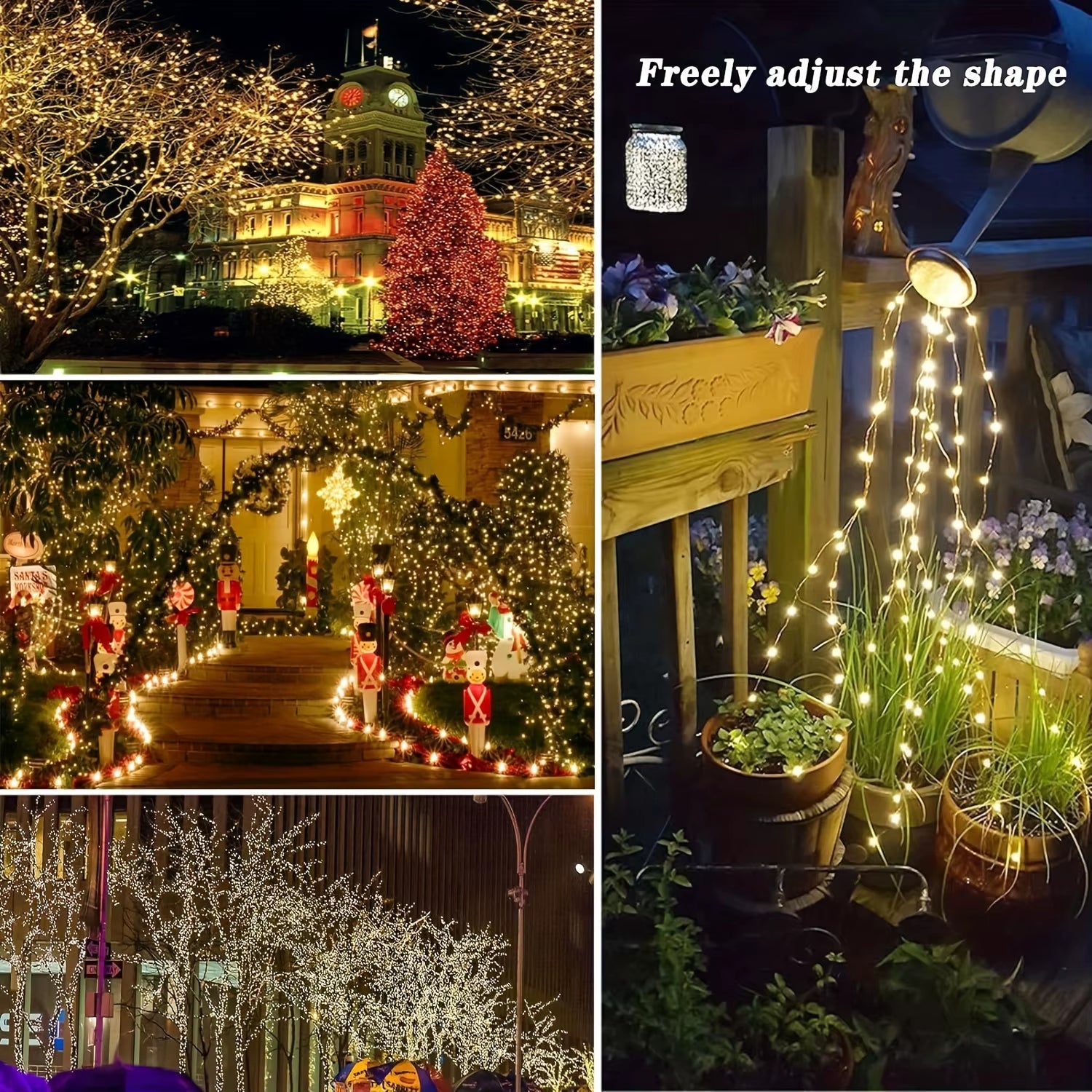 LED Solar String Lights Copper Wire Garland Light Waterproof Fairy Lights 8 Modes for Christmas Wedding Holiday Party Decoration