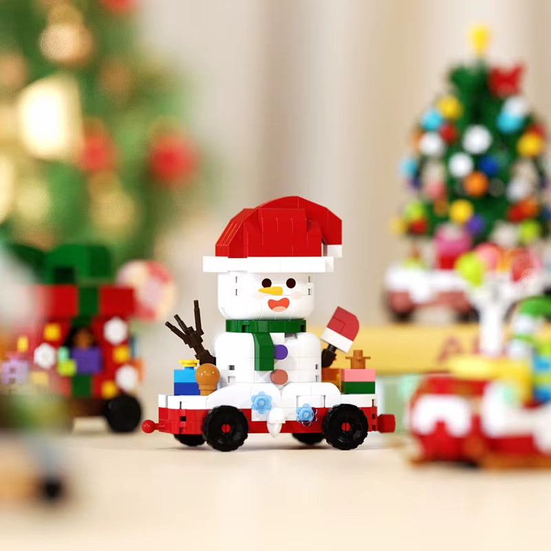 DIY Christmas Train Micro Building Blocks Educational Kids Toys Plastic Christmas Toys Decorations Gift Box