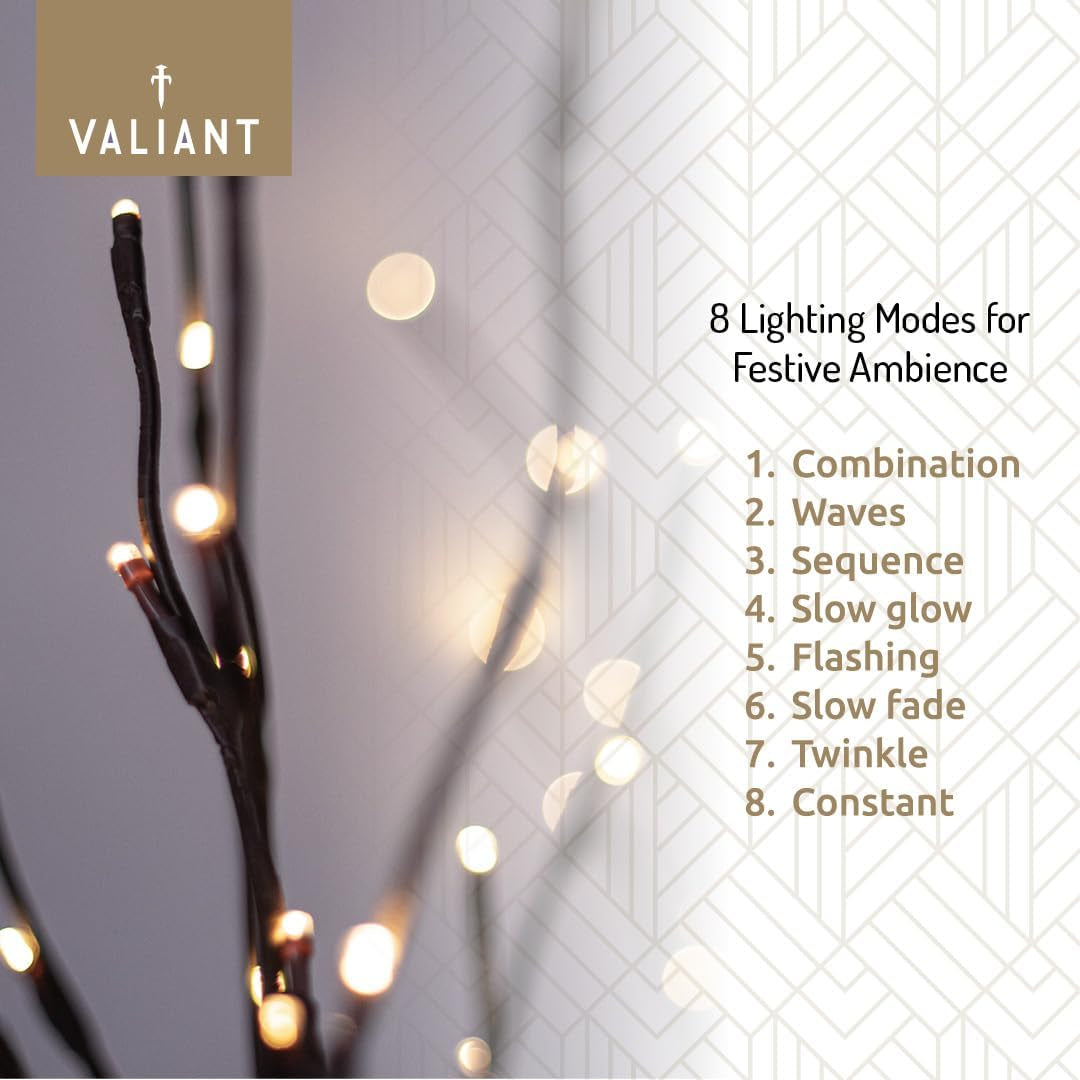 Valiant Christmas Pathway Lights | 8 Pack Warm White LED Sprig Branch Lights Wit