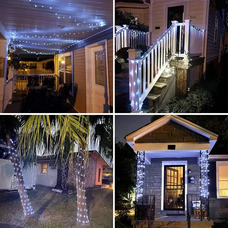 LED Solar String Lights Copper Wire Garland Light Waterproof Fairy Lights 8 Modes for Christmas Wedding Holiday Party Decoration