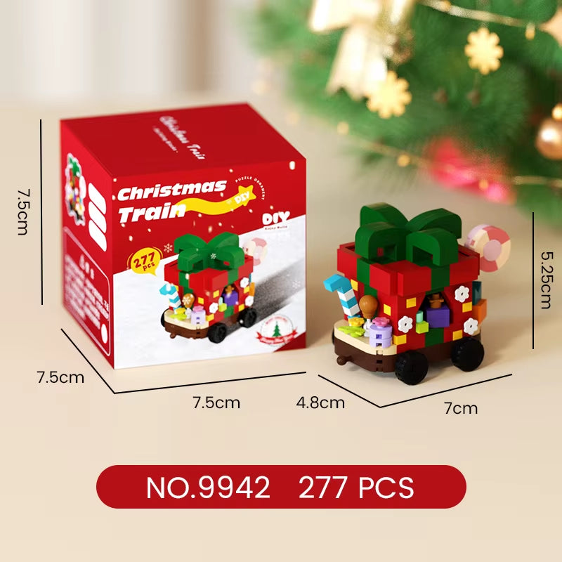 DIY Christmas Train Micro Building Blocks Educational Kids Toys Plastic Christmas Toys Decorations Gift Box