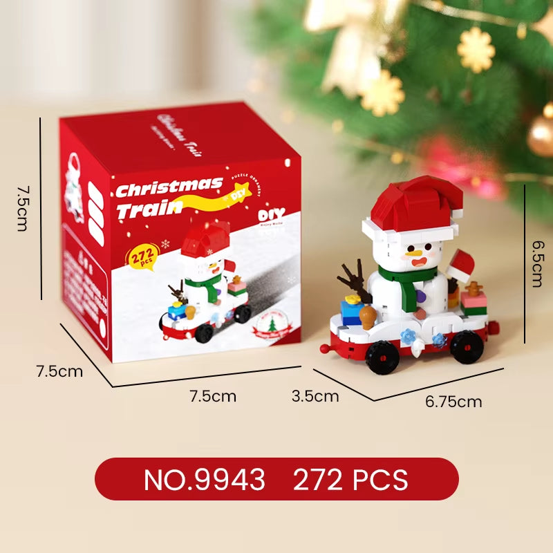 DIY Christmas Train Micro Building Blocks Educational Kids Toys Plastic Christmas Toys Decorations Gift Box