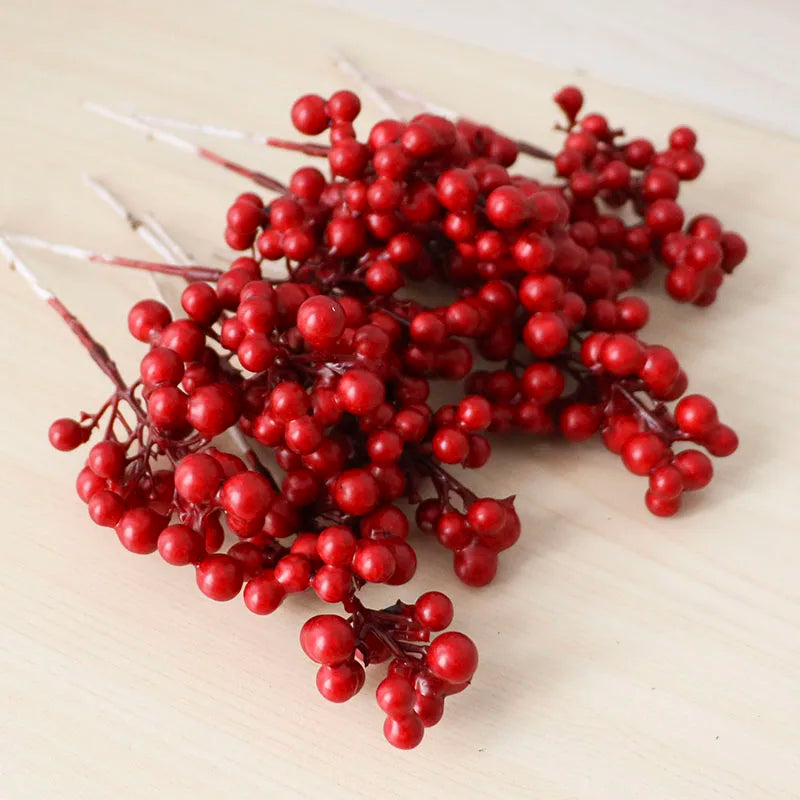 Artificial Berry Branch Decorative Berries DIY Christmas Wreath Accessories Fake Red Berries Christmas Decoration for Home