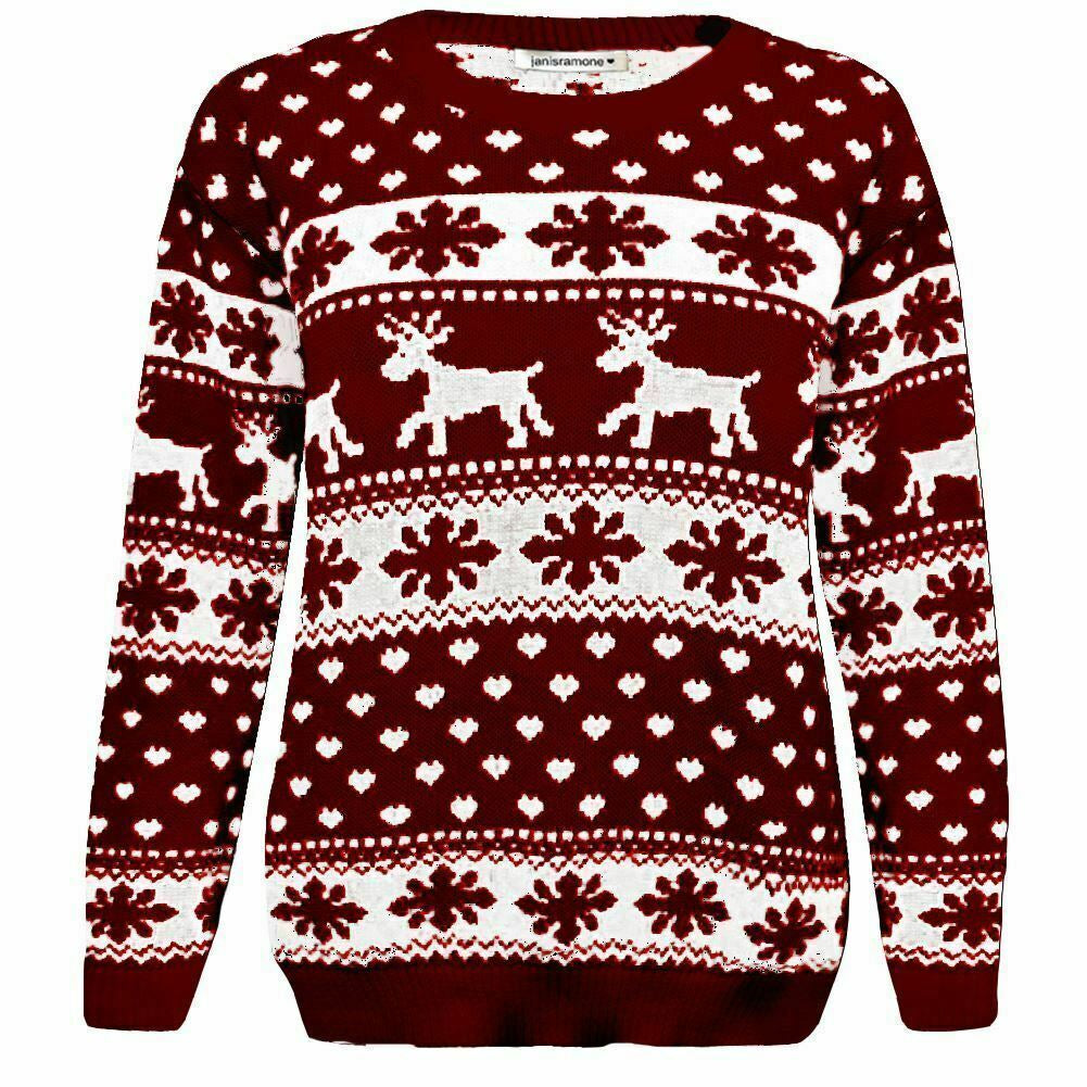 Girls Boys Xmas Jumper Reindeer Rudolph Knitted Christmas Jumper Kids Sweater