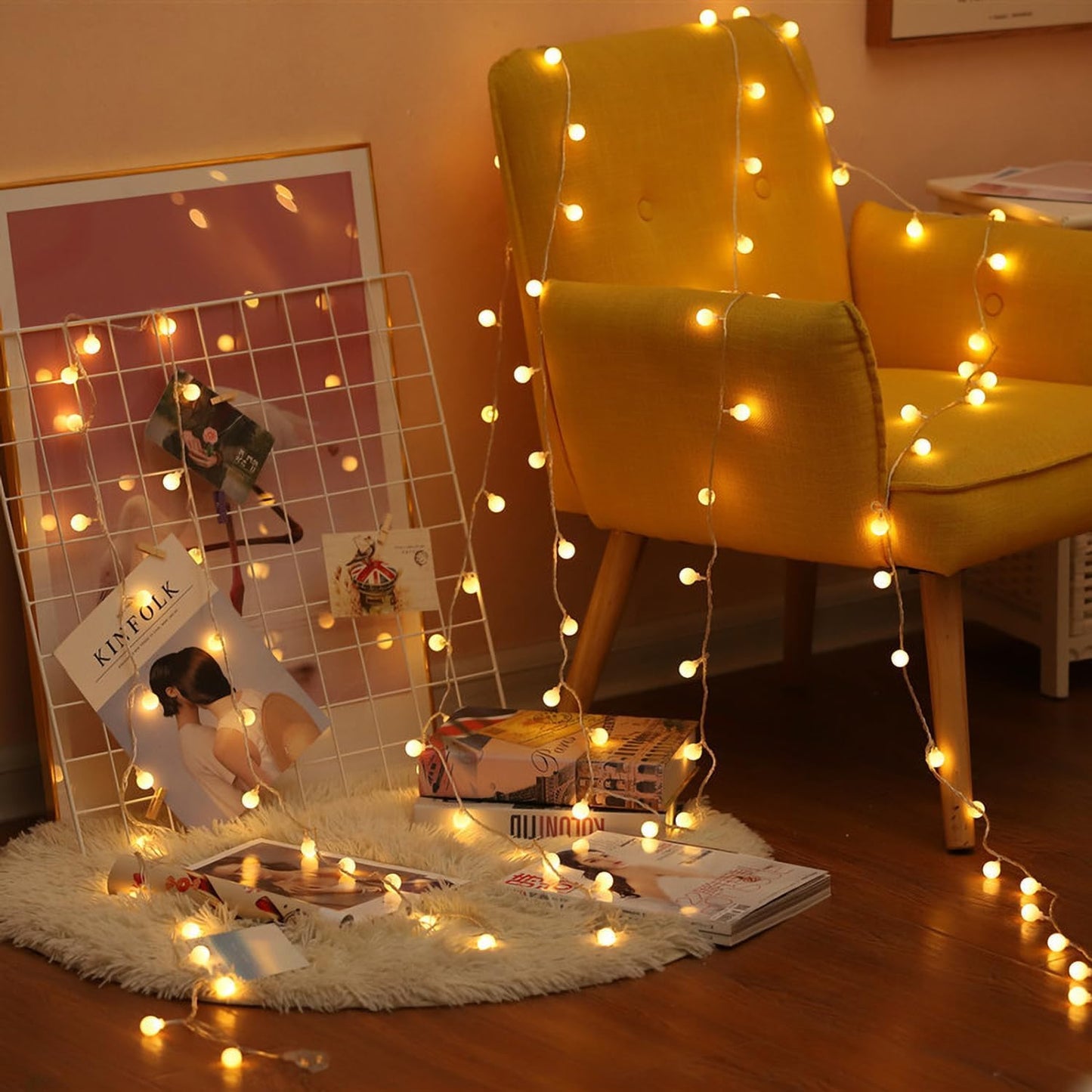 Globe String Lights, 15M/49Ft 100 LED Fairy Lights USB or Battery Powered, 8 Mod