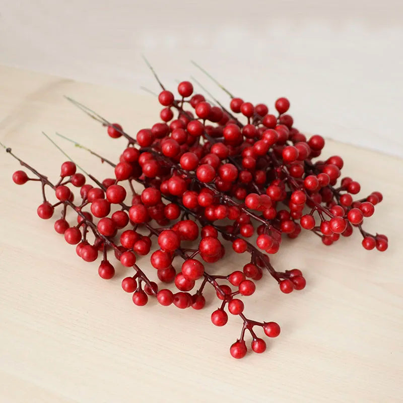 Artificial Berry Branch Decorative Berries DIY Christmas Wreath Accessories Fake Red Berries Christmas Decoration for Home