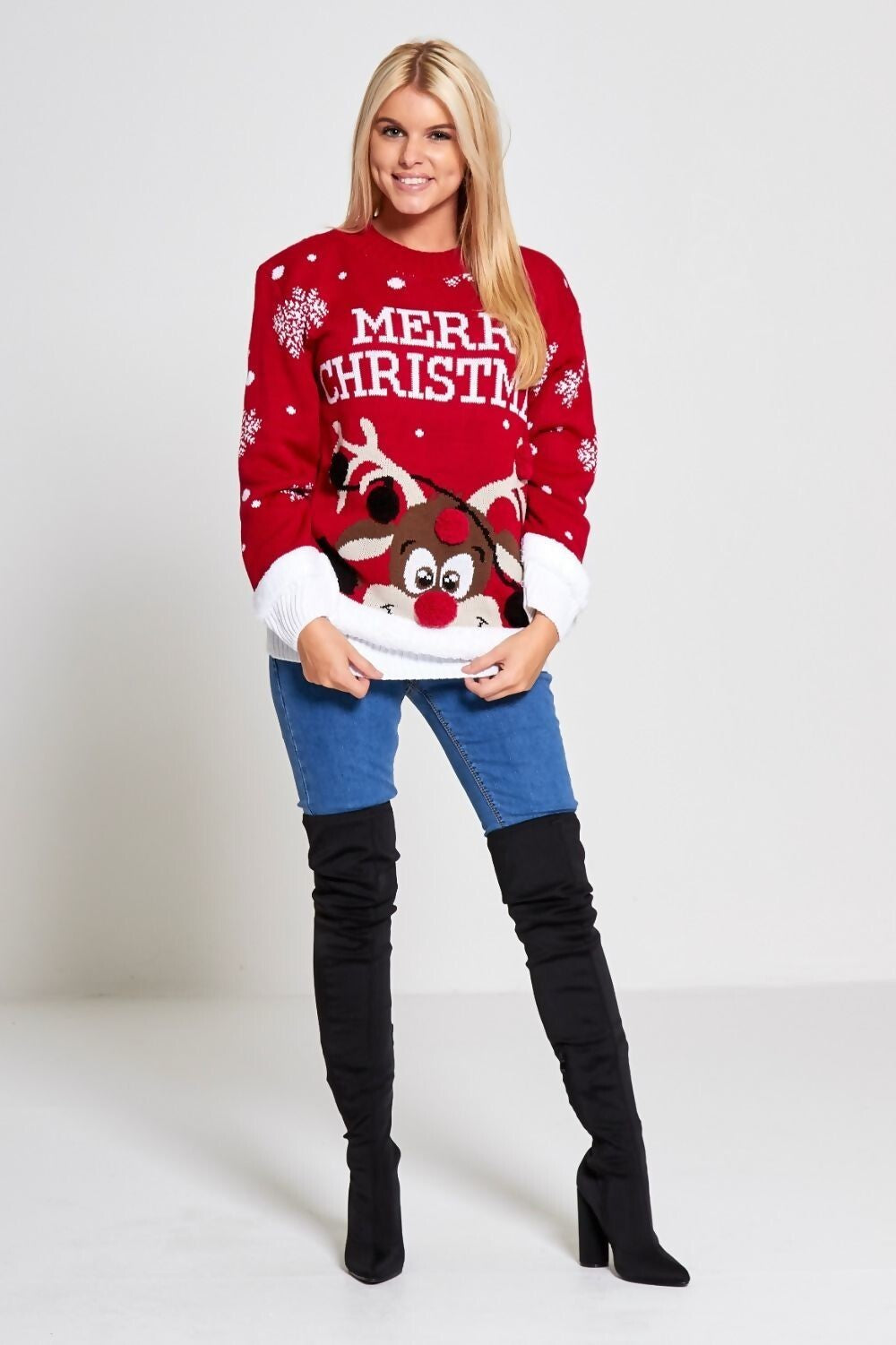 New Ladies Womens Santa Xmas Christmas Novelty Fairisle Retro Jumper Sweater