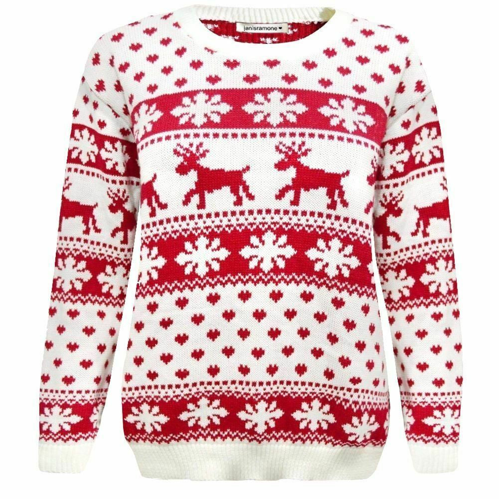 Girls Boys Xmas Jumper Reindeer Rudolph Knitted Christmas Jumper Kids Sweater