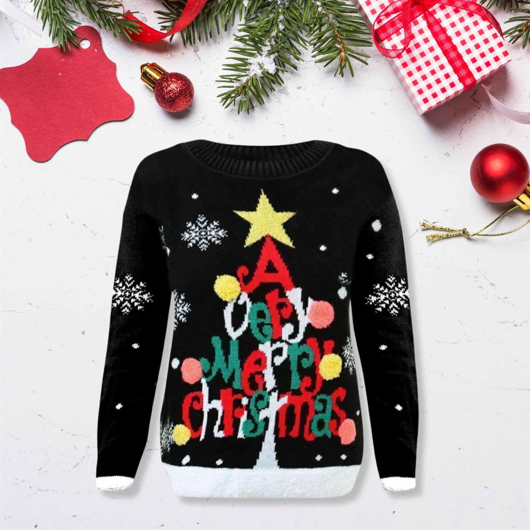 Girls Boys Xmas Jumper Reindeer Rudolph Knitted Christmas Jumper Kids Sweater
