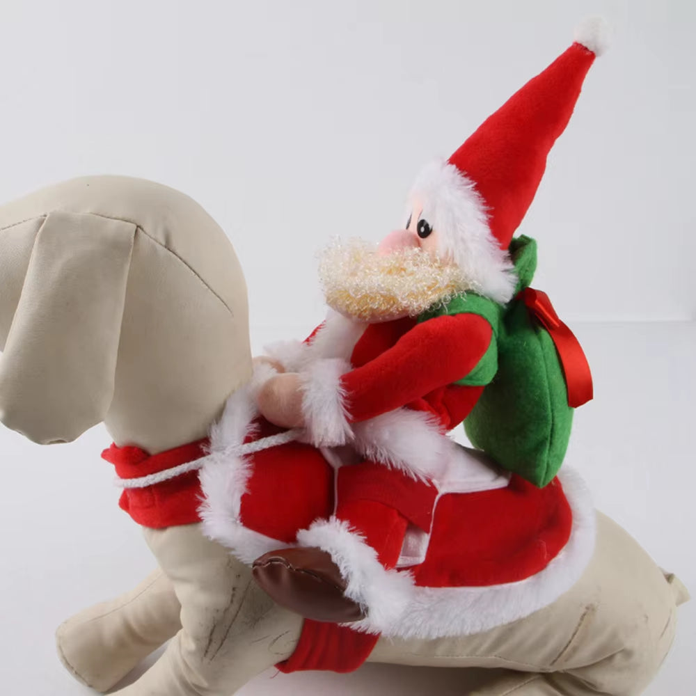 Warm Dog Clothes Christmas Pet Costume for Small Medium Dog Pet Clothing Funny Santa Claus Riding Costume Christmas Party Outfit