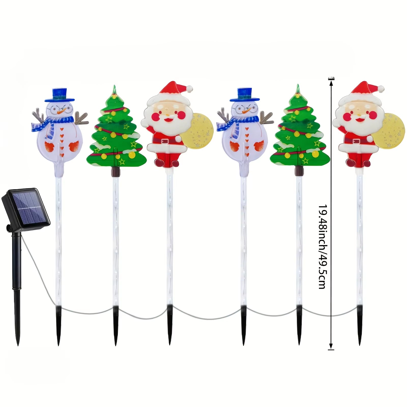 6 Packs Outdoor Garden Ground Light Solar Powered Santa Claus Snowman Christmas Tree Decorative Lights for Pathway Yard Lawn