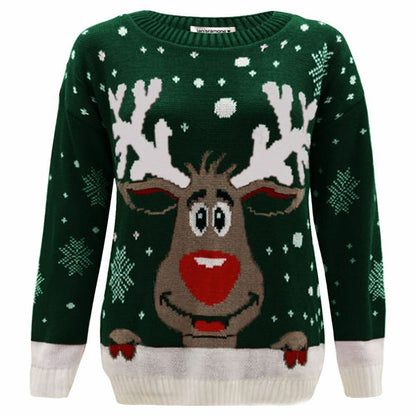 Girls Boys Xmas Jumper Reindeer Rudolph Knitted Christmas Jumper Kids Sweater