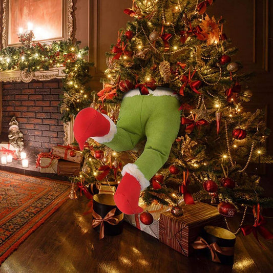 Christmas Grinch Elf Legs Ornament Stuffed Leg Xmas Tree Wreath Home Party Decor