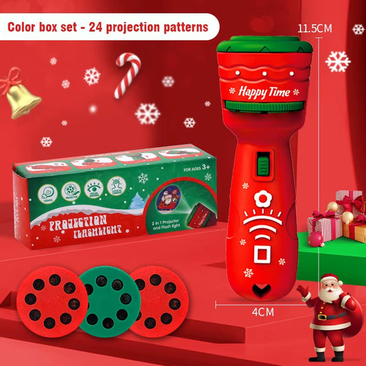 Kids Projector Flashlight Toy Early Education Cognitive Lighting Cartoon Xmas Pattern Fun Projector Children Boy Girl Gift