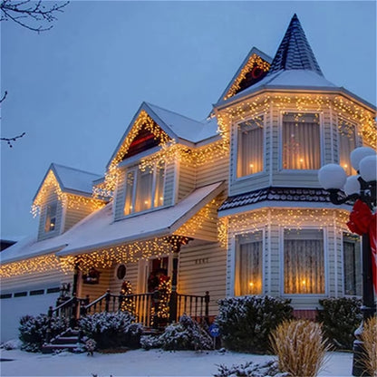 Christmas Lights Waterfall Outdoor Decoration 5M Droop 0.4-0.6M Led Lights Curtain String Lights Party Ggarden Eaves Decoration