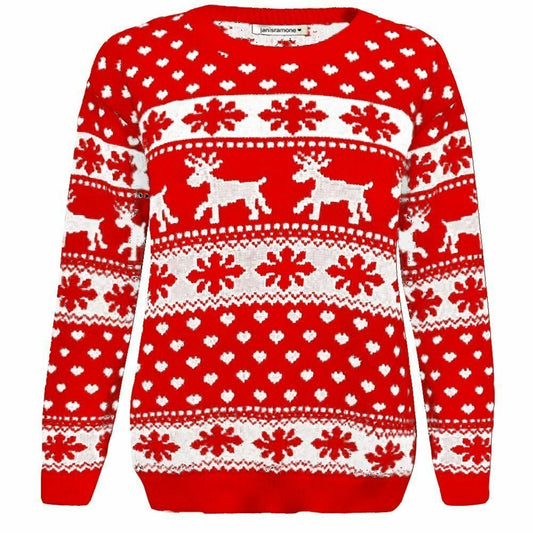 Girls Boys Xmas Jumper Reindeer Rudolph Knitted Christmas Jumper Kids Sweater