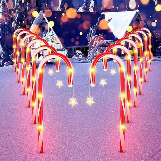 8Pcs/Set Solar Powered Garden Cane Lights, 8-Function Waterproof Decorative Lights, Christmas Candy Garden Lights