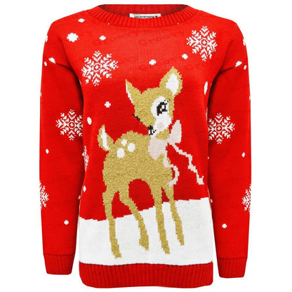 Christmas Jumper Kids Girls Baby Deer Novelty Xmas Knitted Jumper Warm Sweater