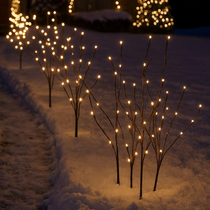 Valiant Christmas Pathway Lights | 8 Pack Warm White LED Sprig Branch Lights Wit