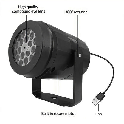 LED Snowflake Christmas Projector Indoor Moving Laser Light Lamp Party Decor--