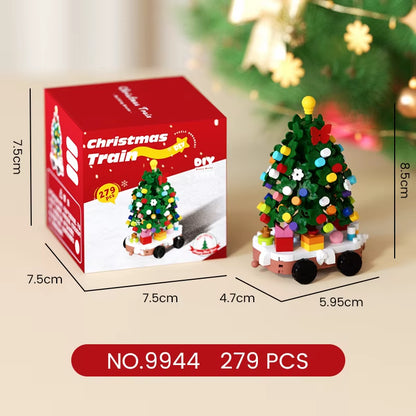 DIY Christmas Train Micro Building Blocks Educational Kids Toys Plastic Christmas Toys Decorations Gift Box