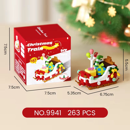 DIY Christmas Train Micro Building Blocks Educational Kids Toys Plastic Christmas Toys Decorations Gift Box