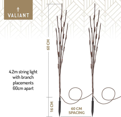 Valiant Christmas Pathway Lights | 8 Pack Warm White LED Sprig Branch Lights Wit