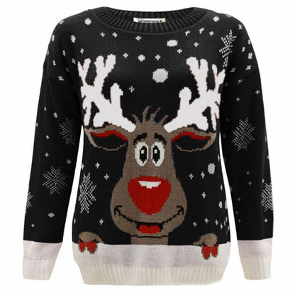 Girls Boys Xmas Jumper Reindeer Rudolph Knitted Christmas Jumper Kids Sweater