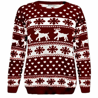 Girls Boys Xmas Jumper Reindeer Rudolph Knitted Christmas Jumper Kids Sweater