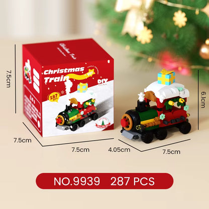 DIY Christmas Train Micro Building Blocks Educational Kids Toys Plastic Christmas Toys Decorations Gift Box