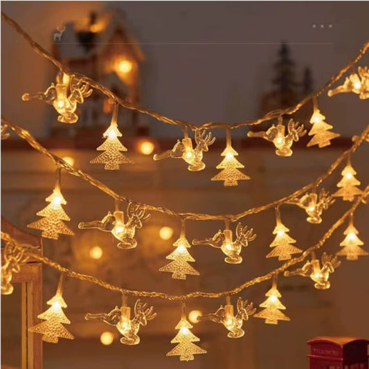 Christmas Lights Indoor Outdoor String Lights Star Snowflake Christmas Tree Chain Light Party Bedroom Living Room Decor