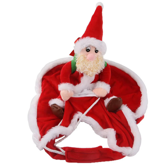 Warm Dog Clothes Christmas Pet Costume for Small Medium Dog Pet Clothing Funny Santa Claus Riding Costume Christmas Party Outfit
