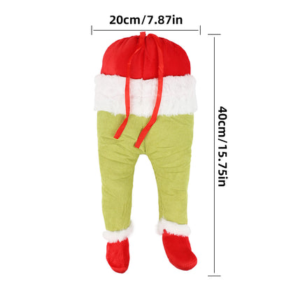 Christmas Grinch Elf Legs Ornament Stuffed Leg Xmas Tree Wreath Home Party Decor