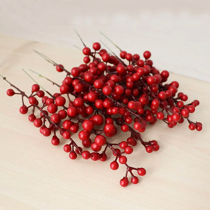 Artificial Berry Branch Decorative Berries DIY Christmas Wreath Accessories Fake Red Berries Christmas Decoration for Home