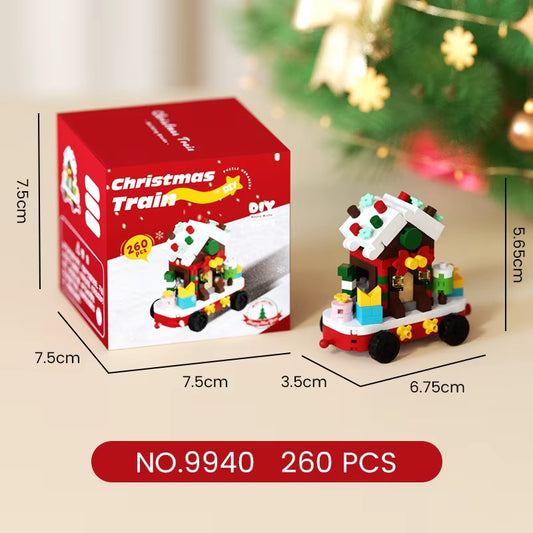DIY Christmas Train Micro Building Blocks Educational Kids Toys Plastic Christmas Toys Decorations Gift Box